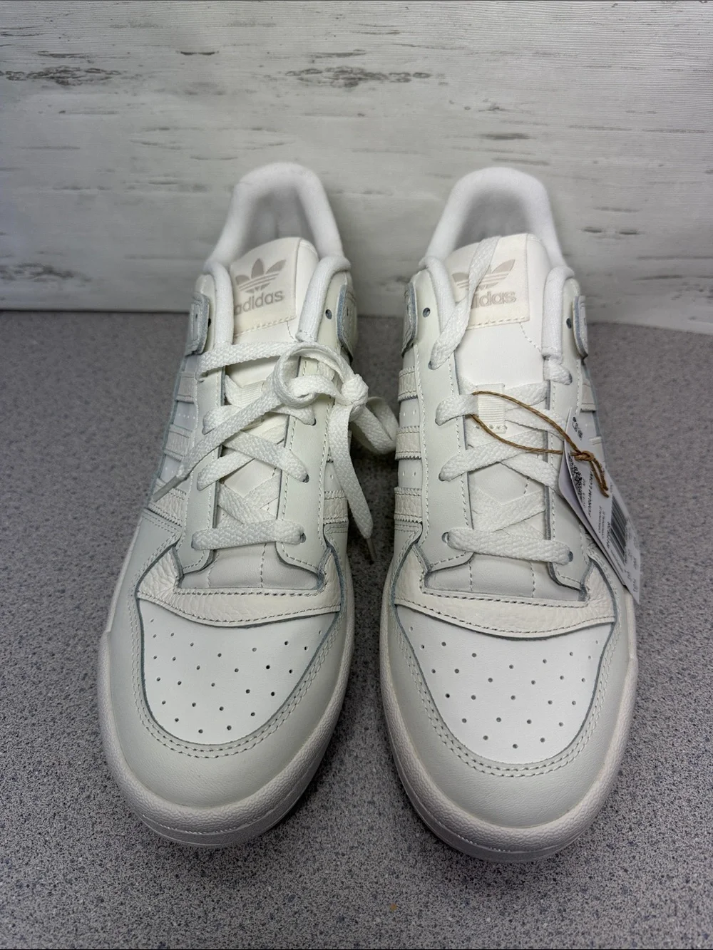 adidas White Low-Top Leather Sneakers with Subtle Cream I Accents